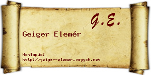 Geiger Elemér névjegykártya
